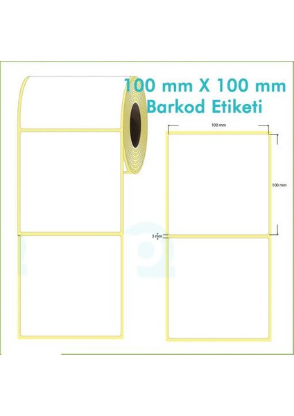 100X100MM Termal Barkod Etiketi 1 Rulo 250 Adet - 1 Rulo