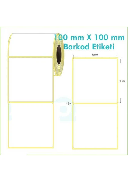 Kartallar Etiket 100X100MM Termal Barkod Etiketi 1 Rulo 250 Adet - 1 Rulo