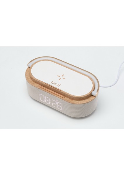 Keyif Taşınabilir Bluetooth Hoparlör Saat Wireless Şarj Cihazı