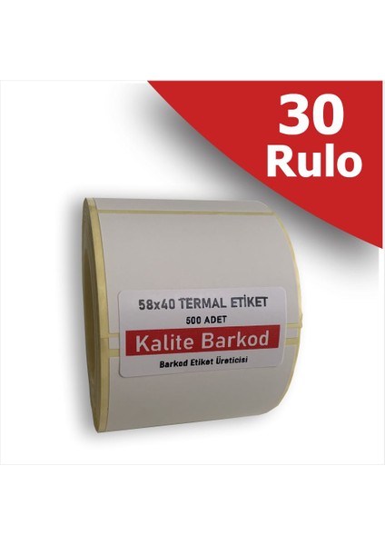 58X40 Termal Terazi Etiketi | 30 Rulo Barkod Etiketi