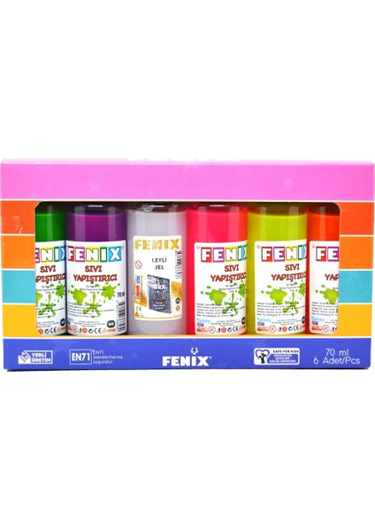 Slime Jeli ve Boraks 5 Renk Slime Jeli + 70ML Sıvı Boraks Seti Slime Malzemesi