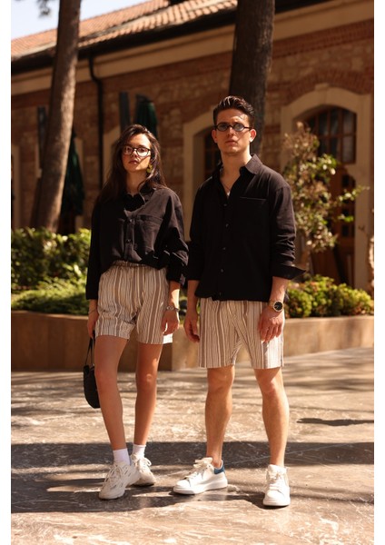 Woman Cizgili Dokuma Short modelleri