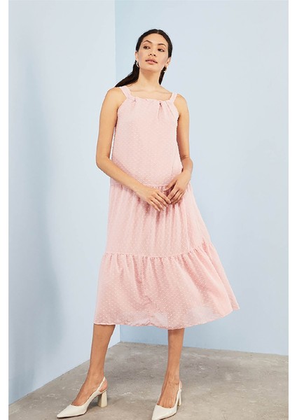 Askılı Pembe Elbise