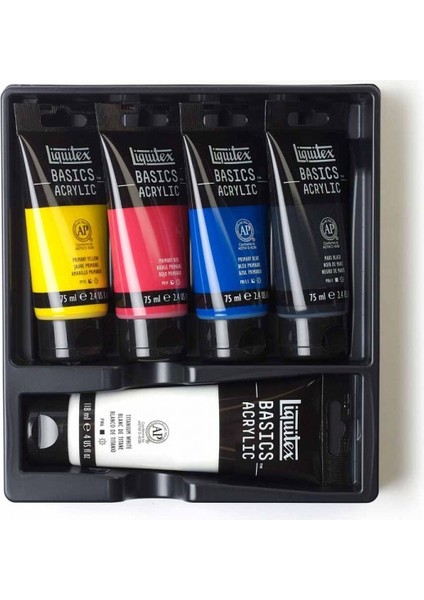Basics Akrilik Boya Seti 4 Renk x 75 ml + 118 ml Beyaz Ana Renkler fırsatları
