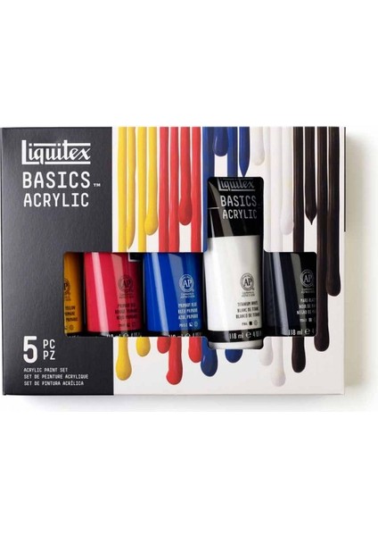 Basics Akrilik Boya Seti 5 Renk x 118 ml Tüp Okul Seti