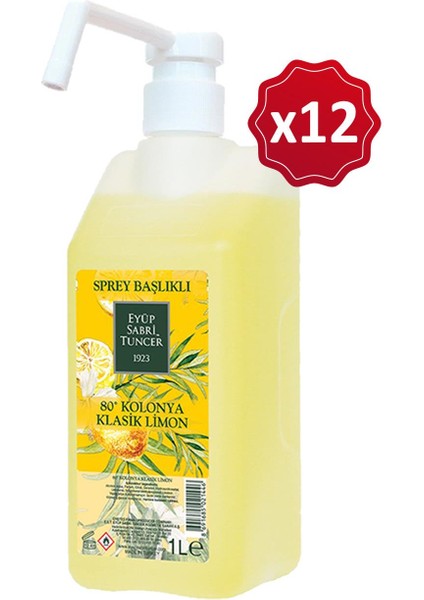 Klasik Limon Kolonyası Sprey Başlıklı 1 lt x 12