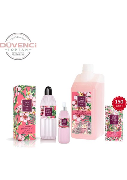 Japon Kiraz Çiçeği Kolonyalı Mendil, Kolonya 1 Litre, 400 ml ve 150 ml