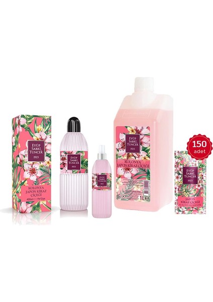 Japon Kiraz Çiçeği Kolonyalı Mendil, Kolonya 1 Litre, 400 ml ve 150 ml