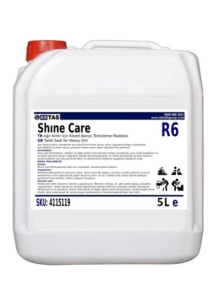 Shine Care R6 Konsantre Için Klozet Banyo Temizleme Maddesi 5 lt