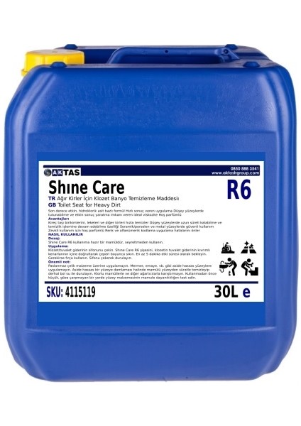 Shine Care R6 Konsantre Için Klozet Banyo Temizleme Maddesi 20 lt