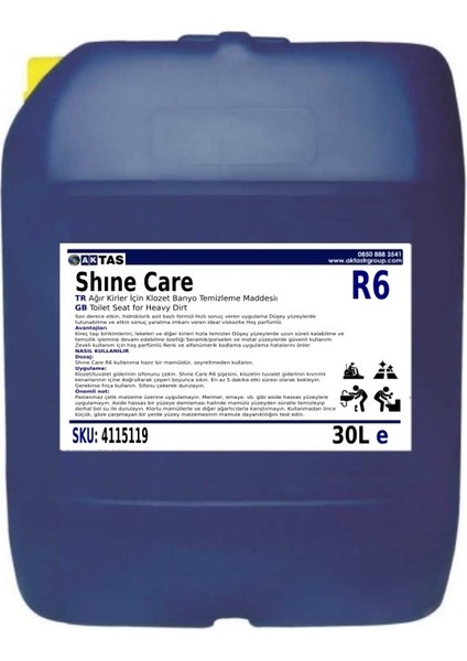 Shine Care R6 Konsantre Için Klozet Banyo Temizleme Maddesi 30 lt