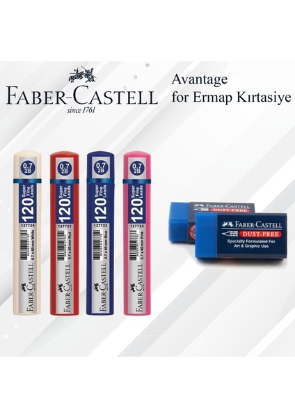 Faber Castell 4 Adet 120LI Uç 2 Adet Büyük Sınav Silgisi Seti