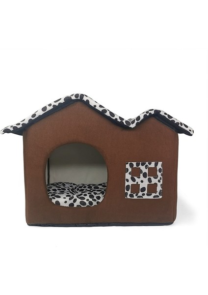 Spot Çift Çatı Evi Çıkarılabilir Evcil Hayvan Yastığı Villa 50 x 38 x 35 cm. (Kahverengi) (Yurt Dışından) fırsatları