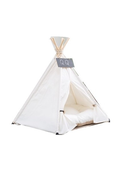 Saf Beyaz Pet Çadır Yuvası, Stil: Yastık Olmadan, Boyut: Orta 50 x 50 x 60 cm. (Yurt Dışından)