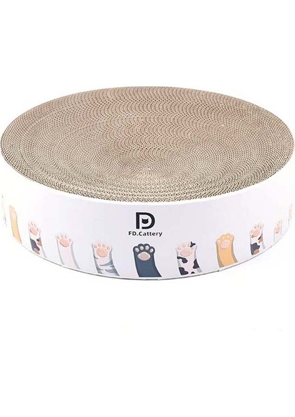 Yuvarlak Oluklu Kedi Çizicisi Pençe Bileme Oyuncak Yatağı, Renk: Pençe Baskı 41 x 41 x 10 cm. (Yurt Dışından)