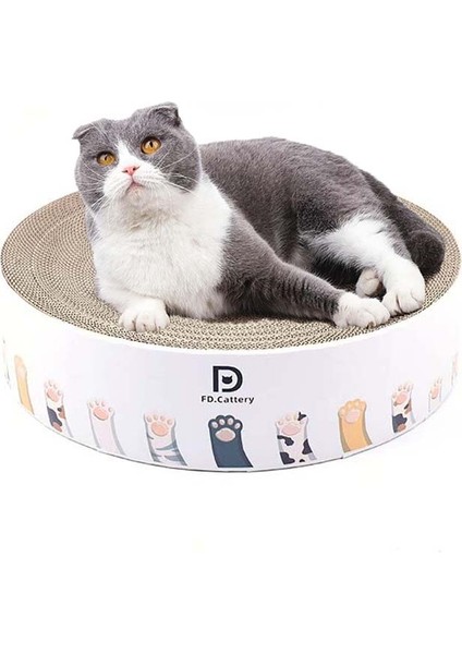 Yuvarlak Oluklu Kedi Çizicisi Pençe Bileme Oyuncak Yatağı, Renk: Pençe Baskı 41 x 41 x 10 cm. (Yurt Dışından) fiyatları