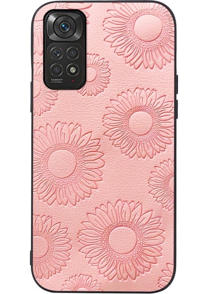 Xiaomi Redmi Note 11 / Note 11S 4G İçin Ayçiçeği Desenli Pu Deri Telefon Kılıfı - Pembe (Yurt Dışından)