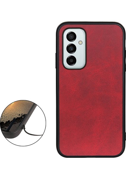 Galaxy M23 / F23 5G İçin Çift Renkli Deri Telefon Kılıfı - Kırmızı (Yurt Dışından) fırsatları