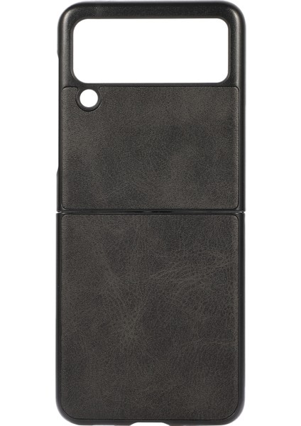 Galaxy Z Flip 3 5G İçin Çift Renkli Deri Telefon Kılıfı - Siyah (Yurt Dışından)