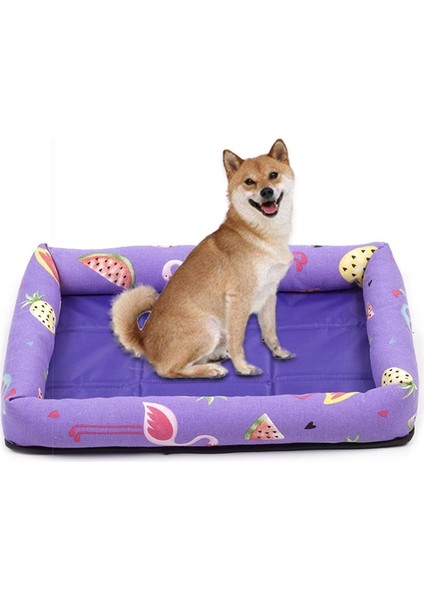 Yaz Evcil Hayvan Çıkarılamaz Yan Köpek Mat Evcil Hayvan Yatağı Özellikler: M 53x40x6 cm (Karpuz Mor) (Yurt Dışından)