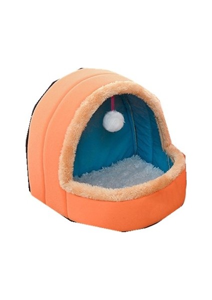 Pet Köpek Kedi Sıcak Yumuşak Yatak Pet Yastık Köpek Kennel Kedi Kalesi Katlanabilir Köpek Yavru Evi Boyut: S (Turuncu) (Yurt Dışından)