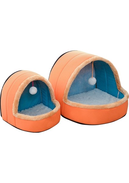 Pet Köpek Kedi Sıcak Yumuşak Yatak Pet Yastık Köpek Kennel Kedi Kalesi Katlanabilir Köpek Yavru Evi Boyut: S (Turuncu) (Yurt Dışından)