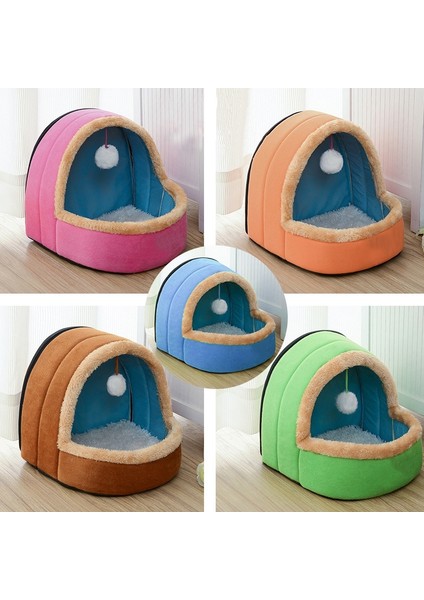 Pet Köpek Kedi Sıcak Yumuşak Yatak Pet Yastık Köpek Kennel Kedi Kalesi Katlanabilir Köpek Yavru Evi Boyut: S (Turuncu) (Yurt Dışından)