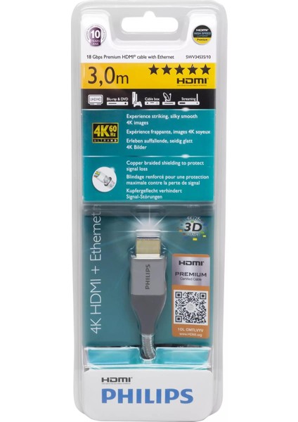 SWV3453S/10 4K Premium Smart 3m HDMI Kablo