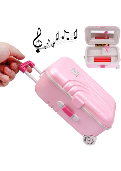 Ayna ve Bale Kız (Pembe) ile Sevimli Mini Bavul Tarzı Mekanik Müzik Kutusu (Yurt Dışından)