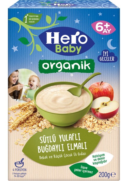 Hero Baby Kaşık Maması 200GR Gece Sütlü Elmalı 8 Tahıllı 5 Li Set