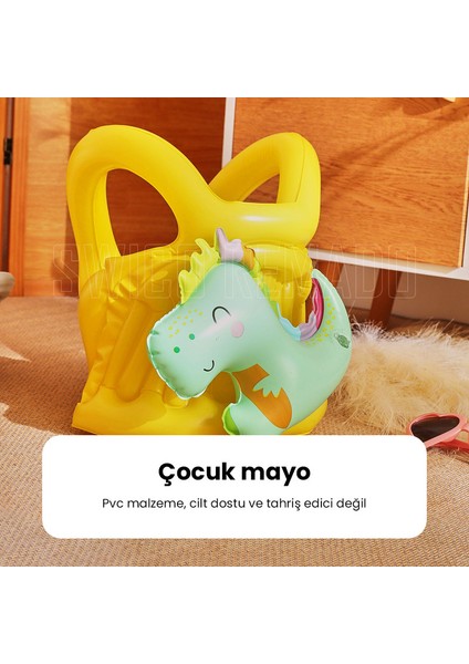 Çocuklar Için Sevimli Dinozor Desenli Şişme Can Yeleği - Sarı/açık Yeşil (Yurt Dışından)