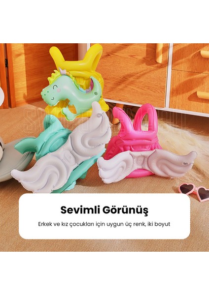Çocuklar Için Sevimli Dinozor Desenli Şişme Can Yeleği - Sarı/açık Yeşil (Yurt Dışından)