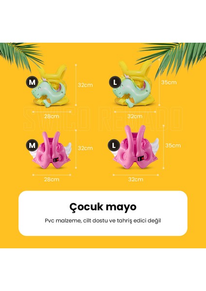 Çocuklar Için Sevimli Dinozor Desenli Şişme Can Yeleği - Sarı/açık Yeşil (Yurt Dışından)