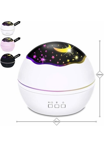 Yıldız Projektör Lambası Dönen LED Yıldızlı Gökyüzü Projektör Çocuk, 8 Romantik Işık Gece Lambası Çocuk Lamba Bebek Uyku Uyku Relax Veya Parti Için Aıds, (Beyaz) (Yurt Dışından)
