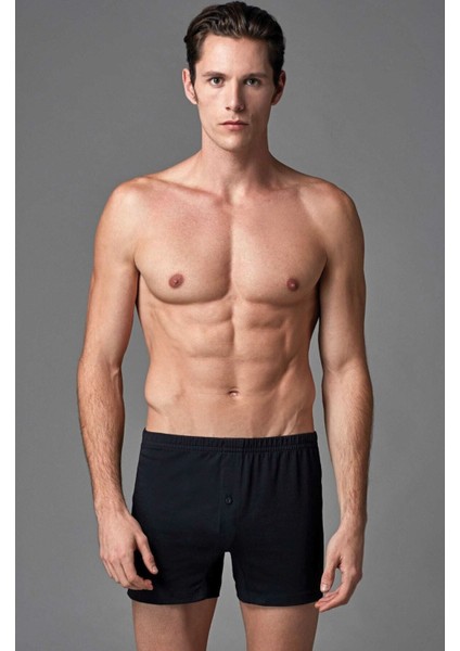 Erkek 4'lü Siyah Paçalı Penye Boxer