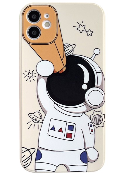 Astronot Karikatürlü Mat Telefon Kılıfı Apple iPhone 11