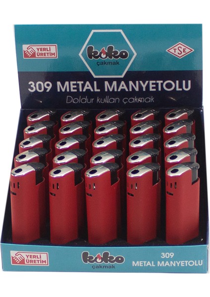 Çakmak Erzi 309 Metal Manyetolu Çakmak 25'li