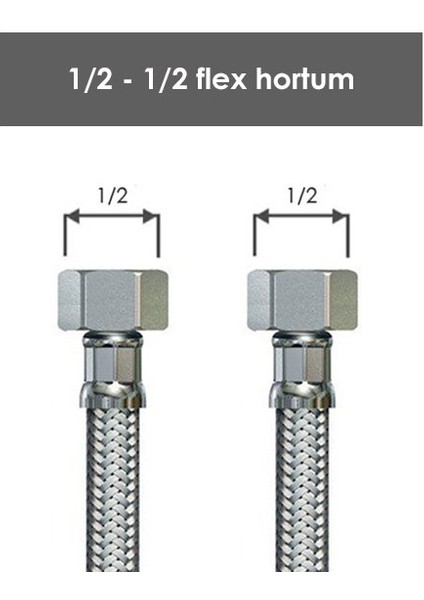Nalbur Center 1/2 1/2 Çelik Fle x  Bağlantı Hortum 100 Cm