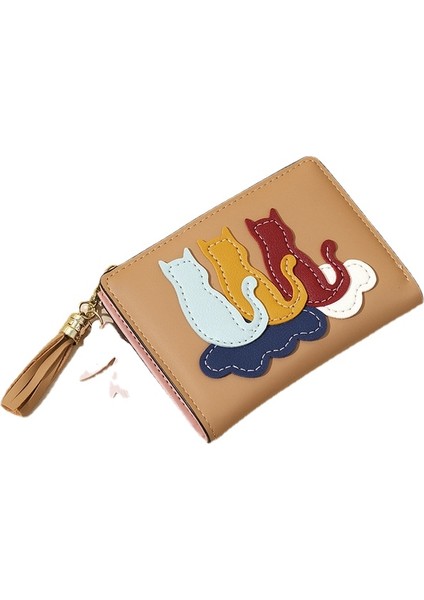 Moda Kadın Cüzdanı Kısa Bozuk Para Cüzdanı Basit Fermuarlı Çantalar Püskül Kart Sahibinin