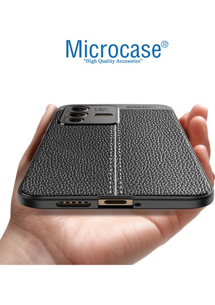 Vivo V23 5g Leather Serisi Deri Efekt Silikon Kılıf - Siyah modelleri