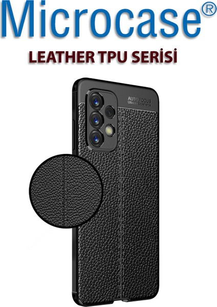 Samsung Galaxy A73 5g Leather Serisi Deri Efekt Silikon Kılıf - Siyah