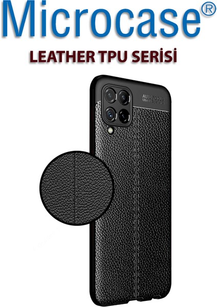 Samsung Galaxy M32 Leather Serisi Deri Efekt Silikon Kılıf - Siyah