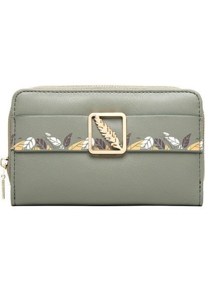 Yeni Orta Kadın Cüzdanı Kore Versiyonu Kadın Pu Baskılı Fermuar Gizli Toka