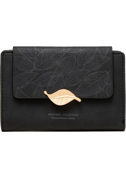 Moda Kadın Çanta Üç Katlı Bozuk Para Cüzdanı Yaprak Fermuar