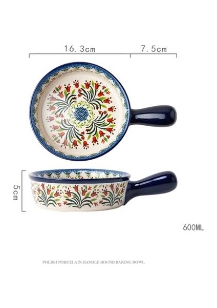 Retro Binoral Çorba Kase Ev Pizza Seramik Fırın Mikrodalga Fırın Pan Nordic Sofra Rabergle Plate | (Mavi) (Yurt Dışından)