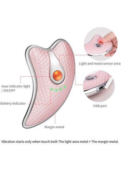 Guasha Kazıma Yüz Masajı LED Işık Mikrokur Cilt Gençleştirme Vücut Masaj Makinesi Yüz Kaldırma Zayıflama | Ev Kullanımı Güzellik Cihazları (Pembe)