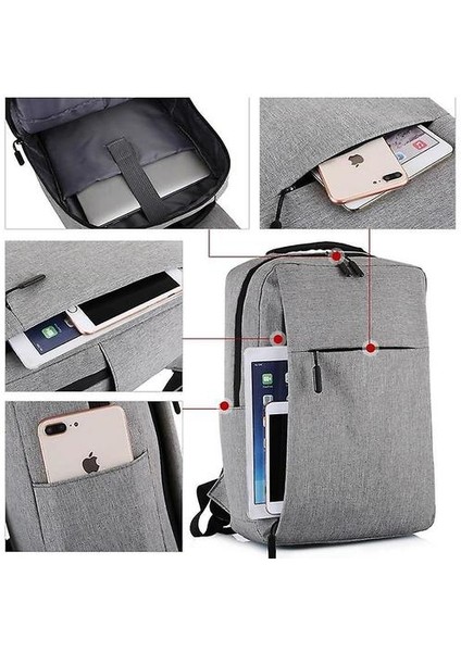 USB Seyahat Sırt Çantası - Gri (Yurt Dışından)