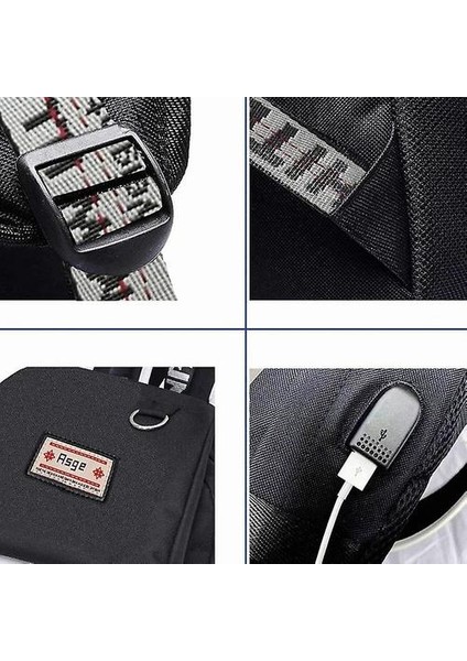 Ergonomik Unisex Naylon Su Geçirmez Okul Çantaları (Siyah)