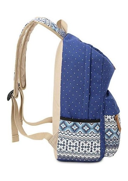 Tuval Sırt Çantası 7 Parça Set Geri Baskılı Ortaokul Öğrenci Schoolbag (Kraliyet Mavisi) fırsatları