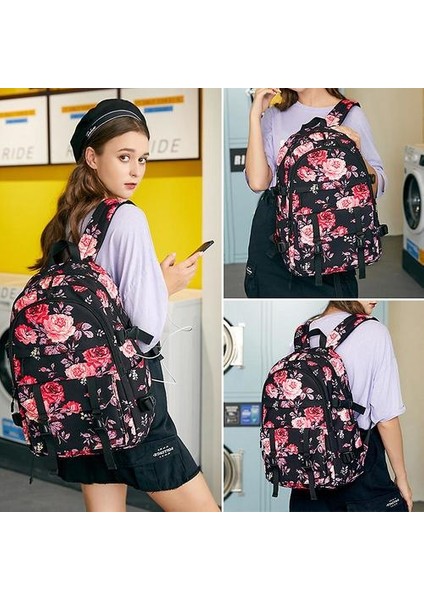 Gündelik Öğrenci Schoolbag Baskı Su Geçirmez Sırt Çantası (Yeşil) (Yurt Dışından) modelleri